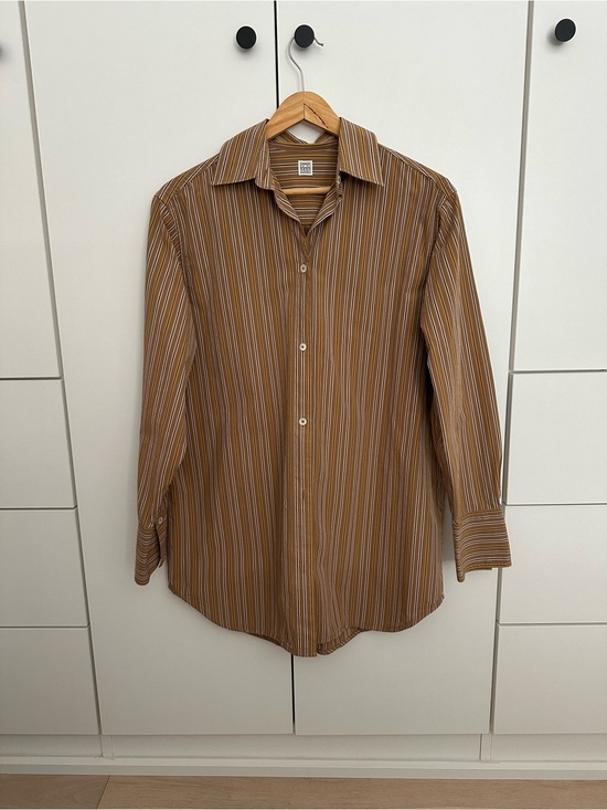 Toteme Tops - Toteme Brown Striped Button-Down Shirt